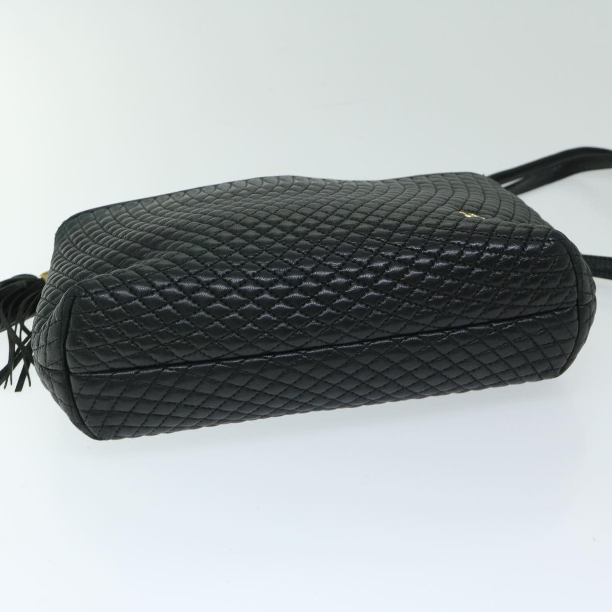 BALLY Chain Shoulder Bag Leather Black Auth yb518