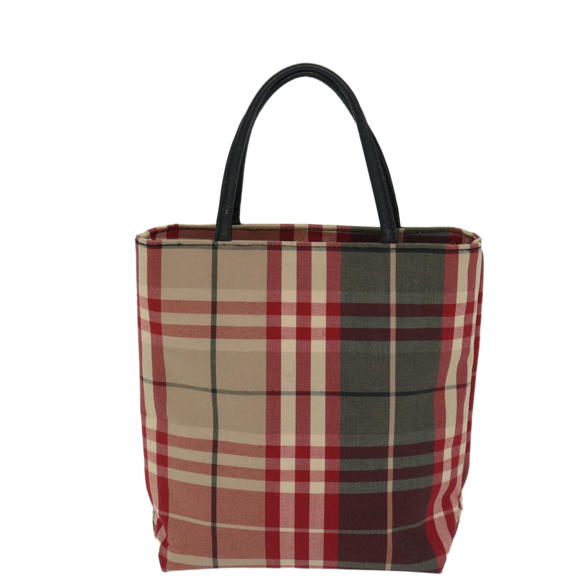 BURBERRY Nova Check Hand Bag Canvas Red Auth yb523