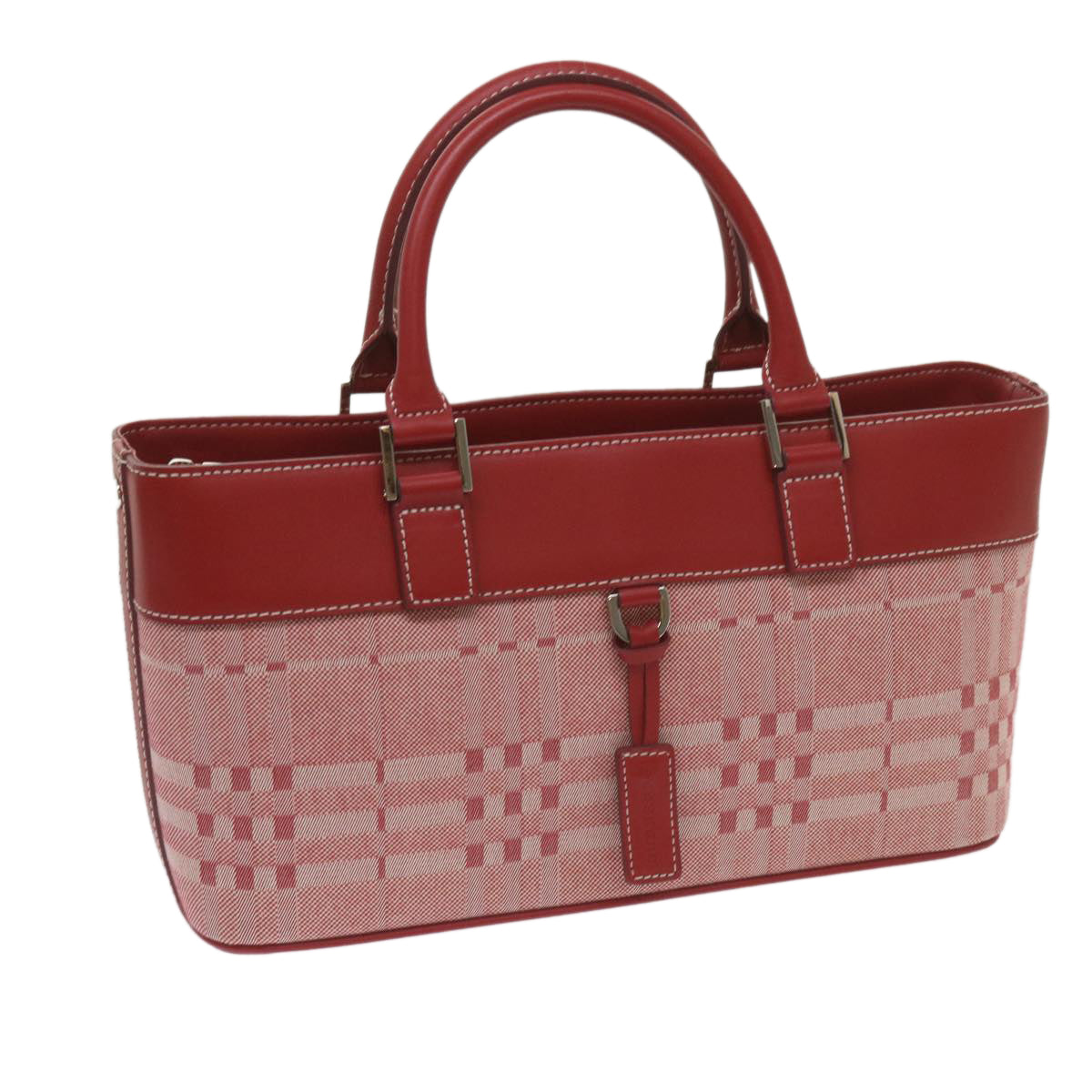 BURBERRY Nova Check Hand Bag Canvas Red Auth yb524