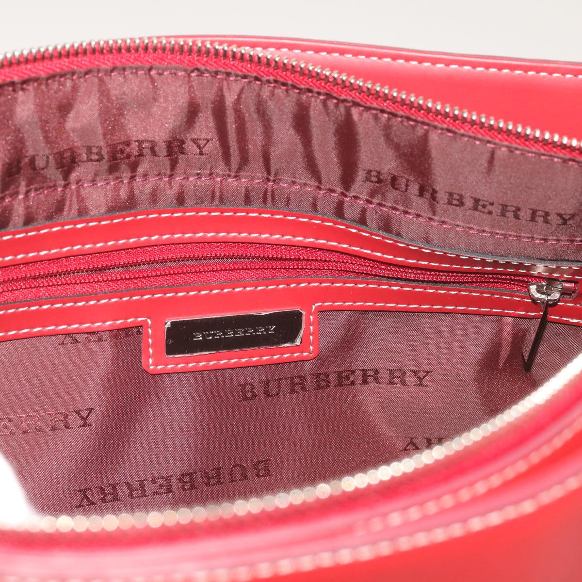 BURBERRY Nova Check Hand Bag Canvas Red Auth yb524