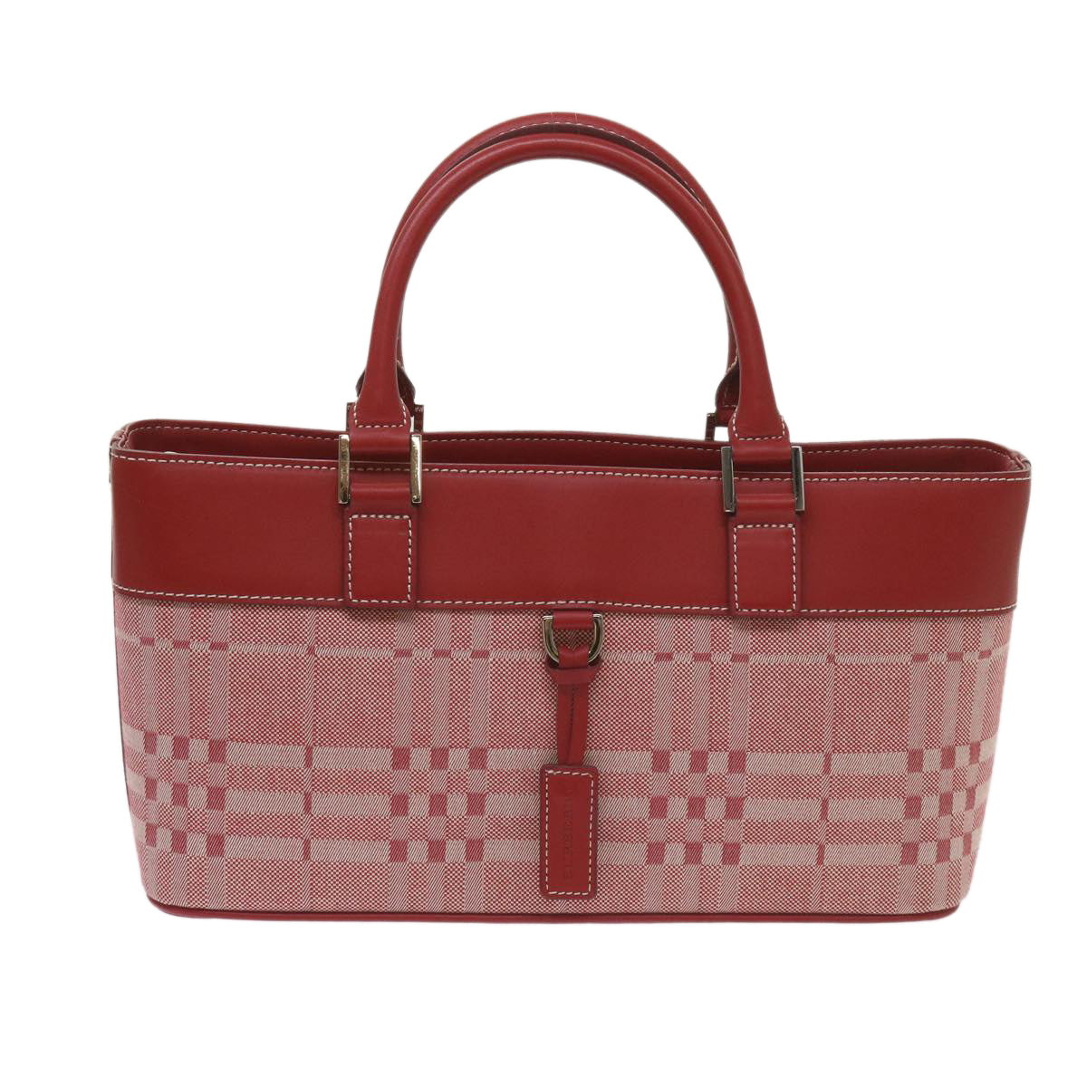 BURBERRY Nova Check Hand Bag Canvas Red Auth yb524