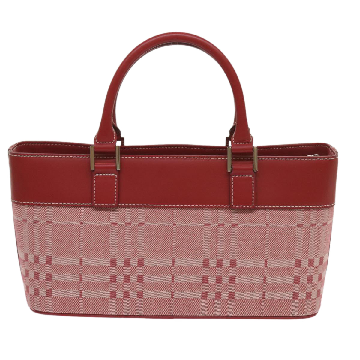 BURBERRY Nova Check Hand Bag Canvas Red Auth yb524 - 0