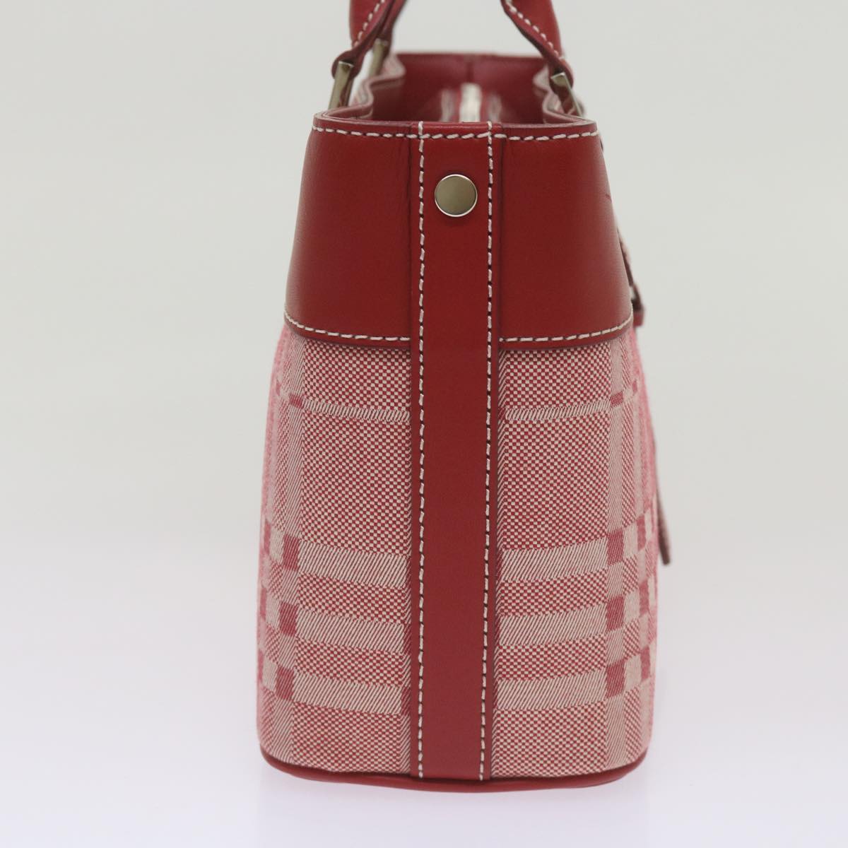 BURBERRY Nova Check Hand Bag Canvas Red Auth yb524