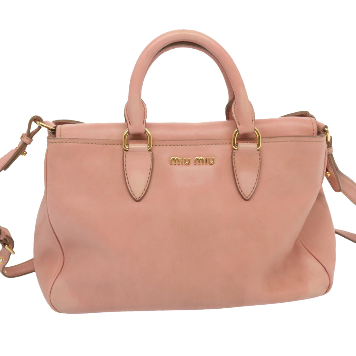 Miu Miu Madras Hand Bag Leather 2way Pink Auth yb528