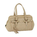 BALLY Hand Bag Leather Ivory Auth yb529-1
