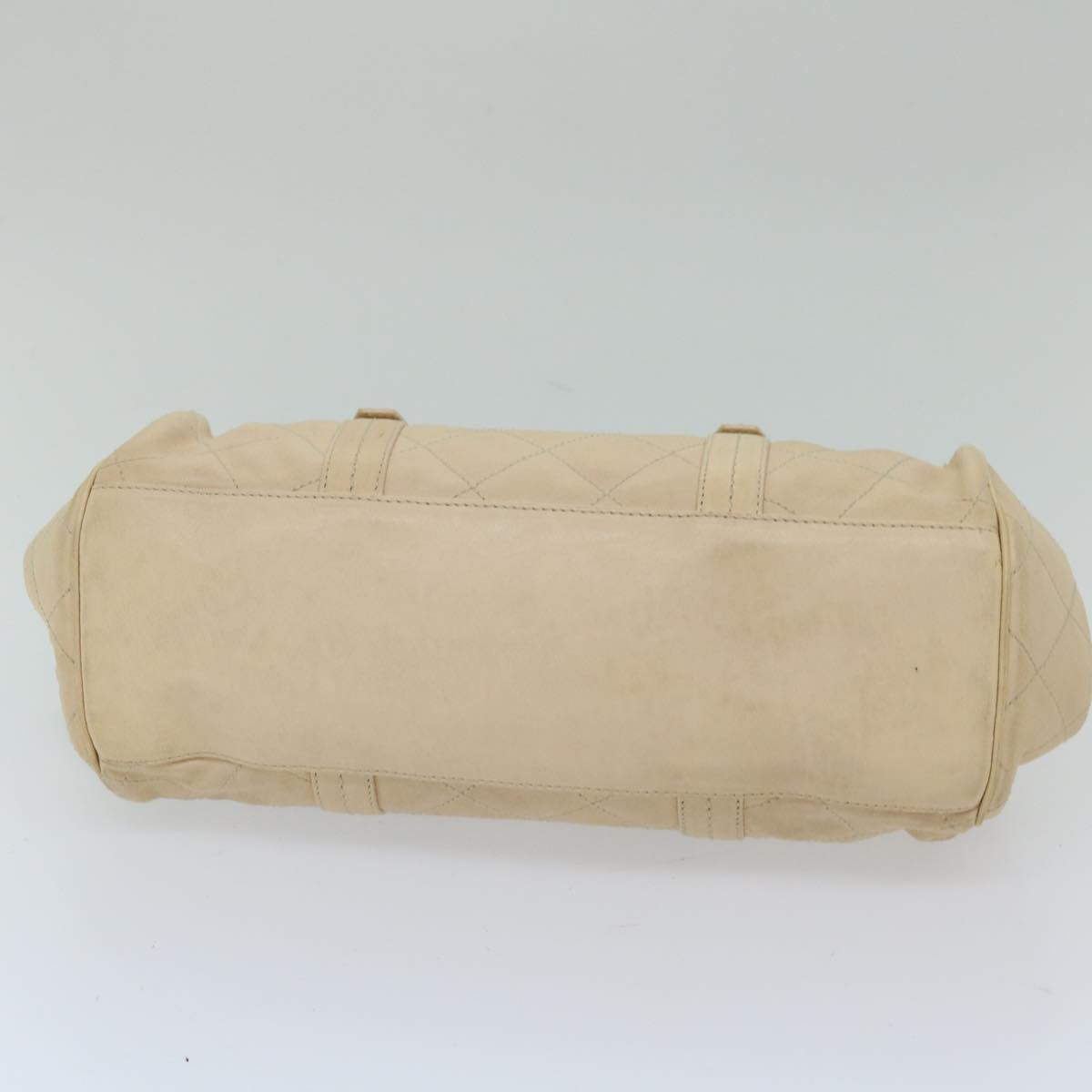 BALLY Hand Bag Leather Ivory Auth yb529