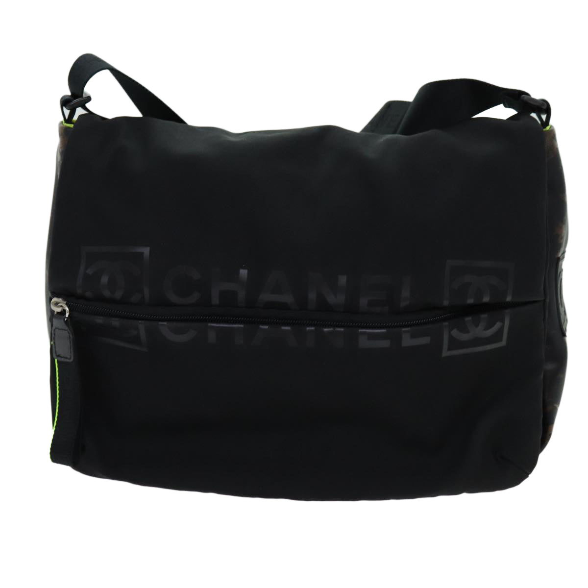 CHANEL Sports Line Shoulder Bag Nylon Black CC Auth yb536