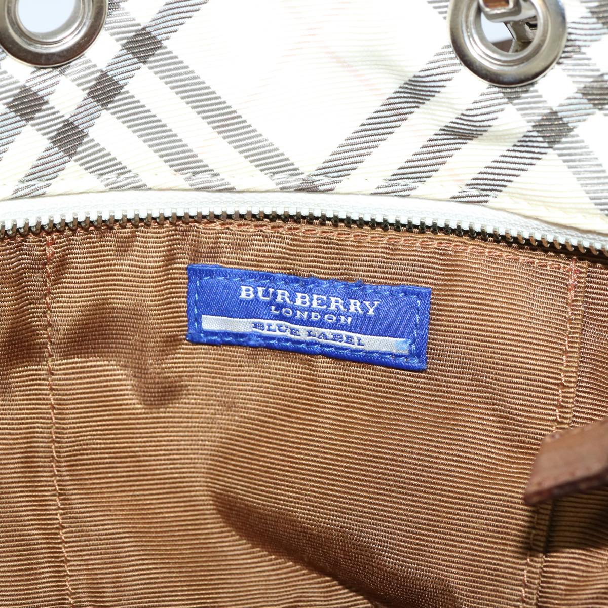 BURBERRY Blue Label Shoulder Bag Canvas 2way Beige Auth yb537