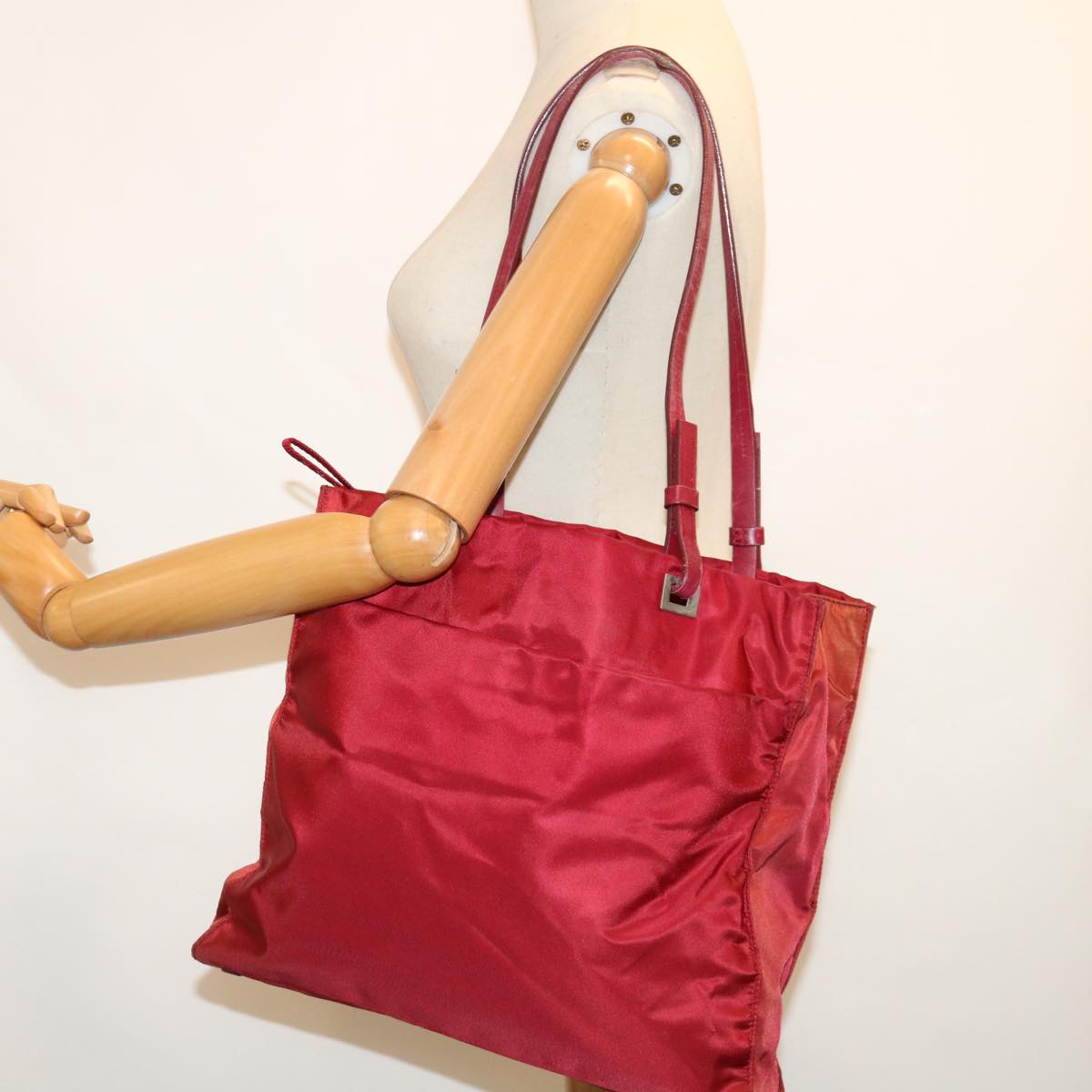 PRADA Shoulder Bag Nylon Red Auth yb540
