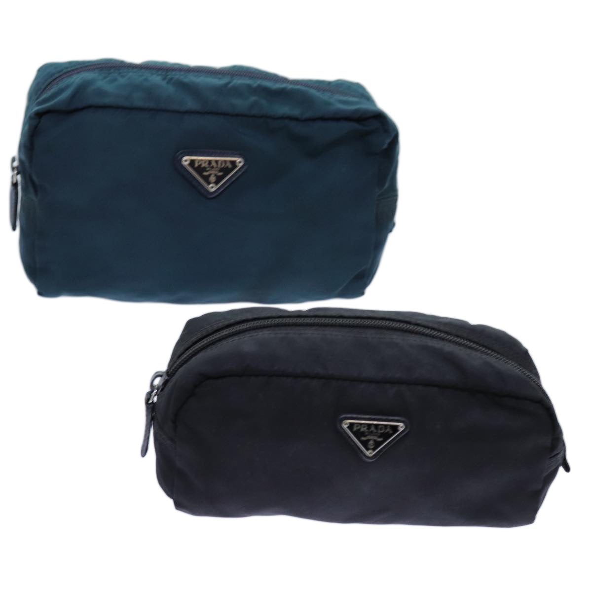 PRADA Pouch Nylon 2Set Navy Black Auth yb543