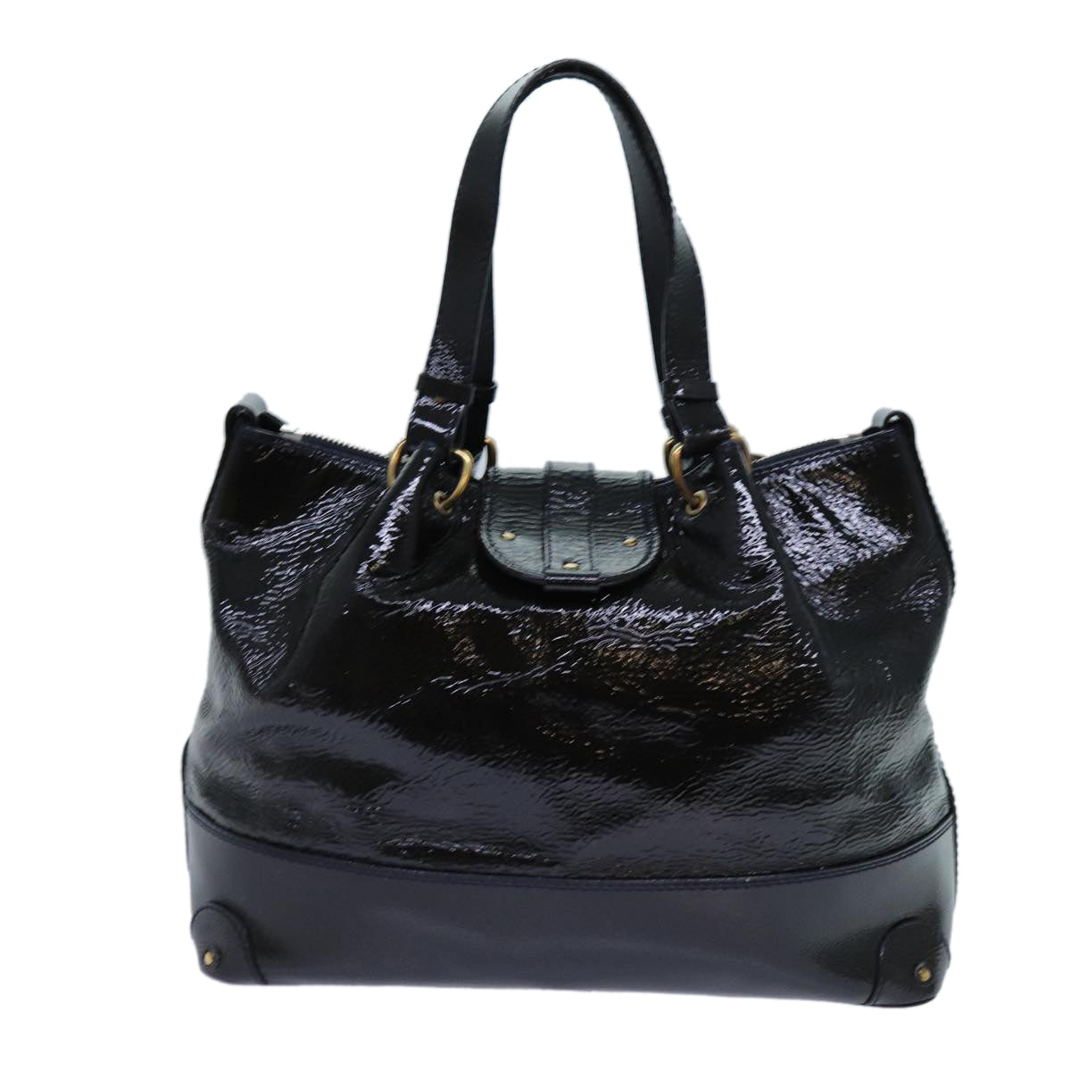 Chloe Kerala Hand Bag Enamel Black Auth yb548 - 0
