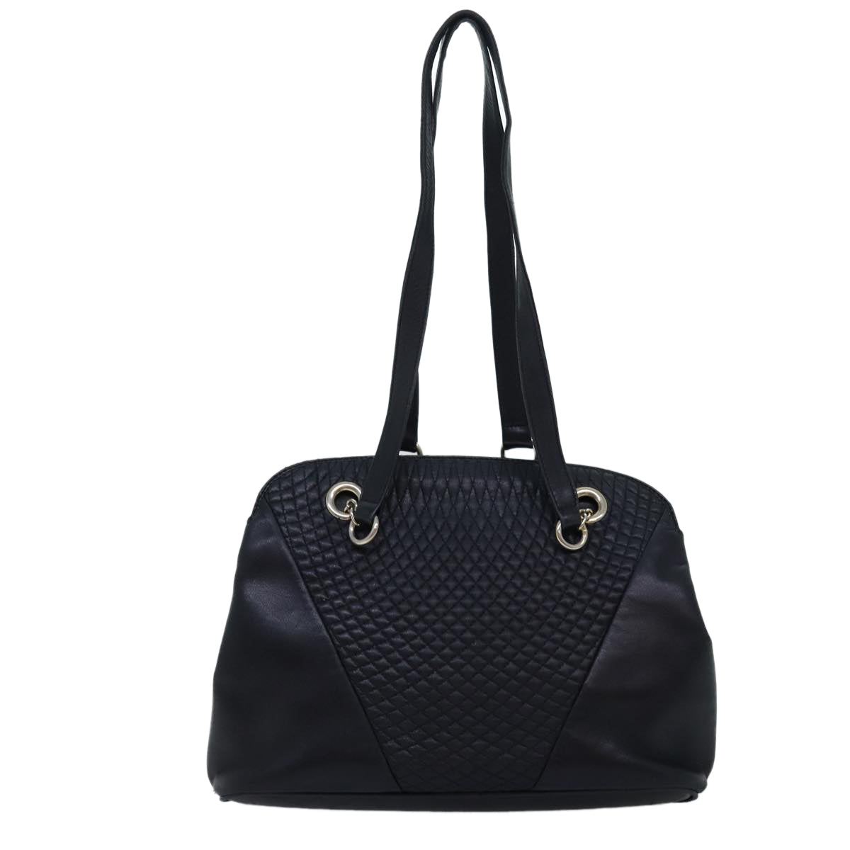 BALLY Quilted Shoulder Bag Leather Black Auth yb554 - 0