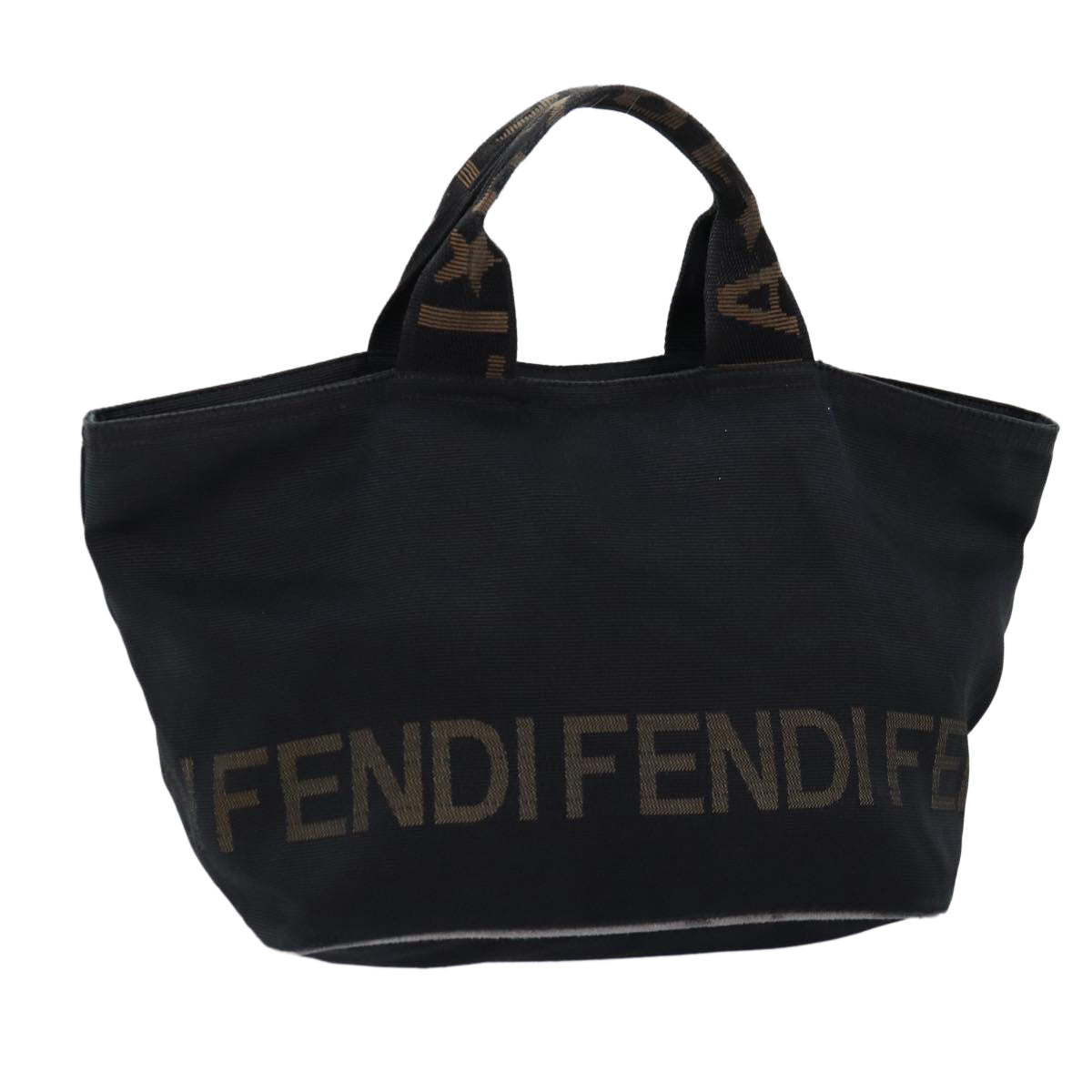 FENDI Hand Bag Canvas Black Auth yb555