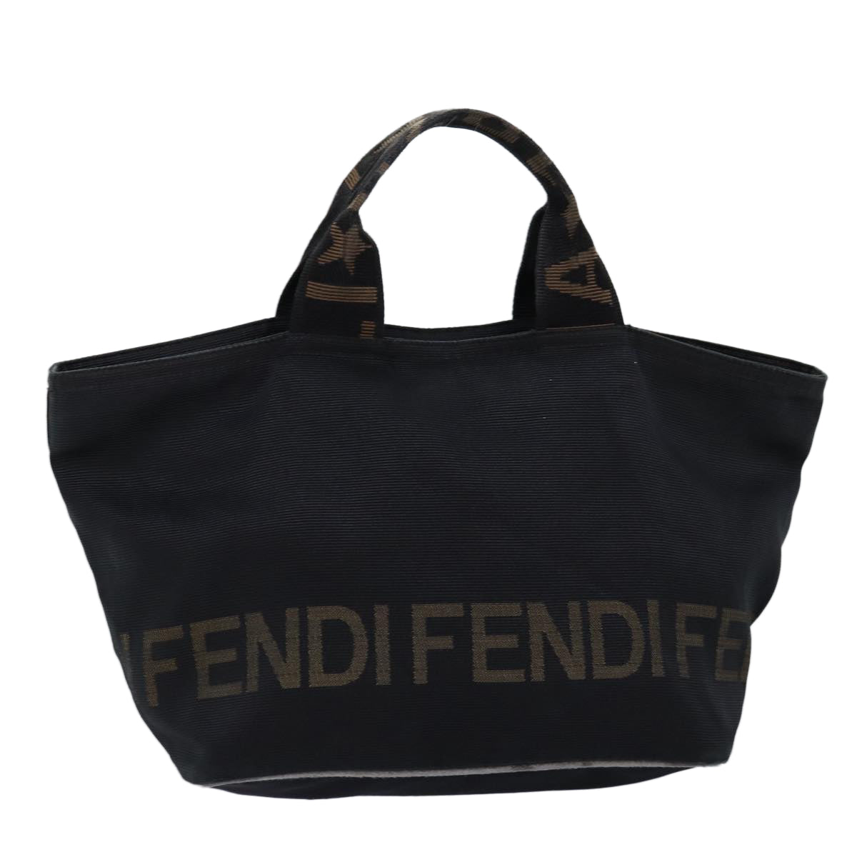 FENDI Hand Bag Canvas Black Auth yb555