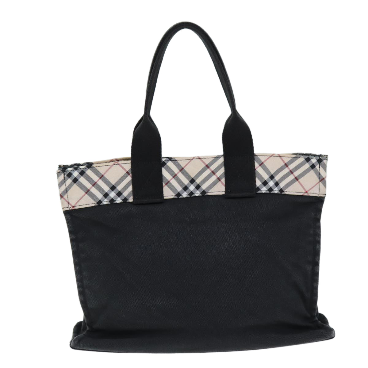 BURBERRY Nova Check Blue Label Hand Bag Canvas Beige Black Auth yb559 - 0