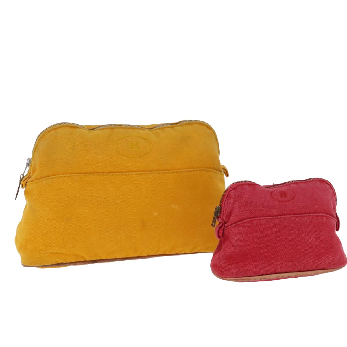 HERMES Pouch Canvas 2Set Yellow Red Auth yb560