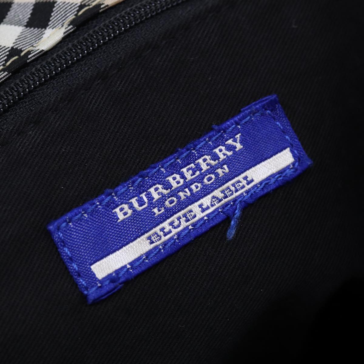 BURBERRY Nova Check Blue Label Hand Bag Nylon Beige Auth yb561