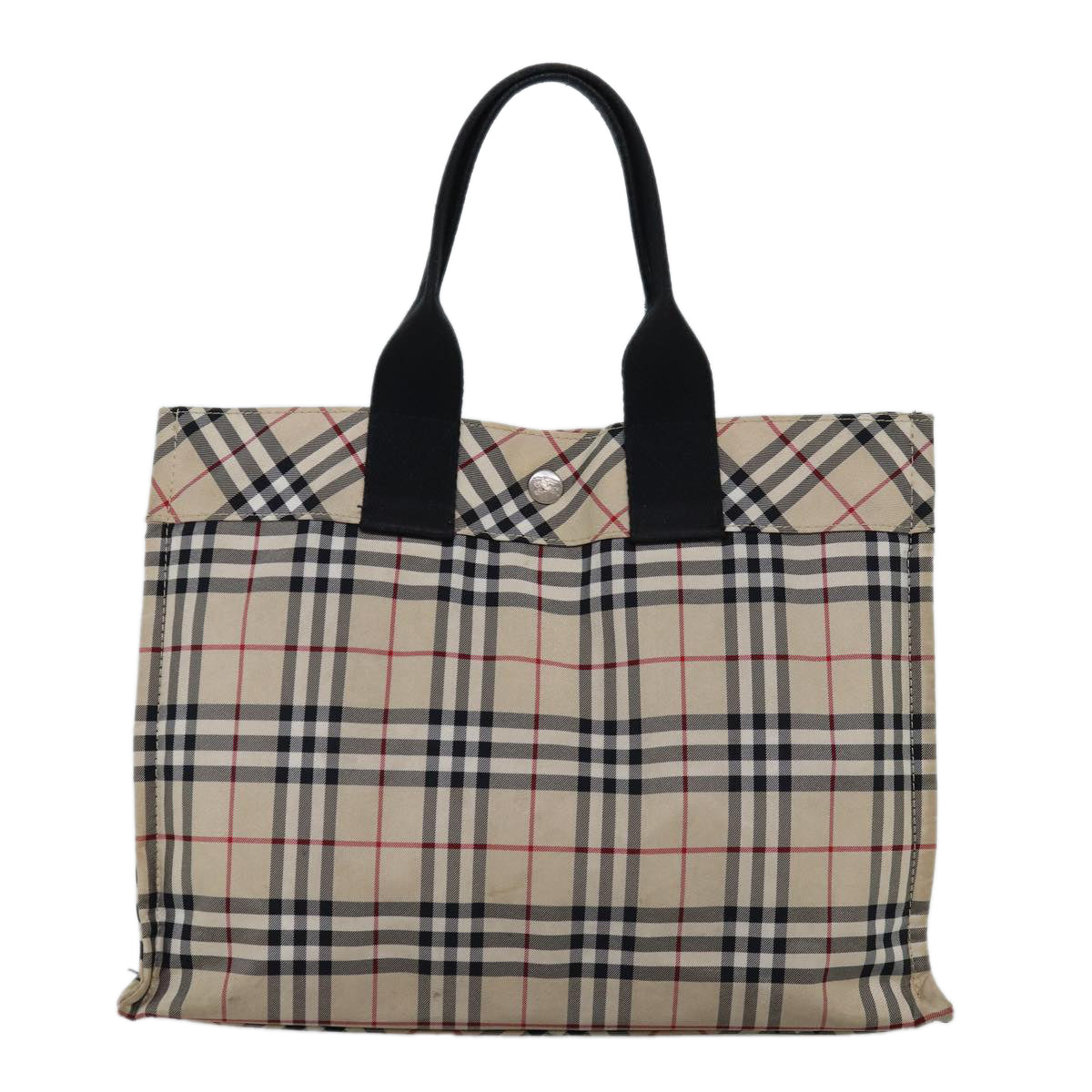 BURBERRY Nova Check Blue Label Hand Bag Nylon Beige Auth yb561