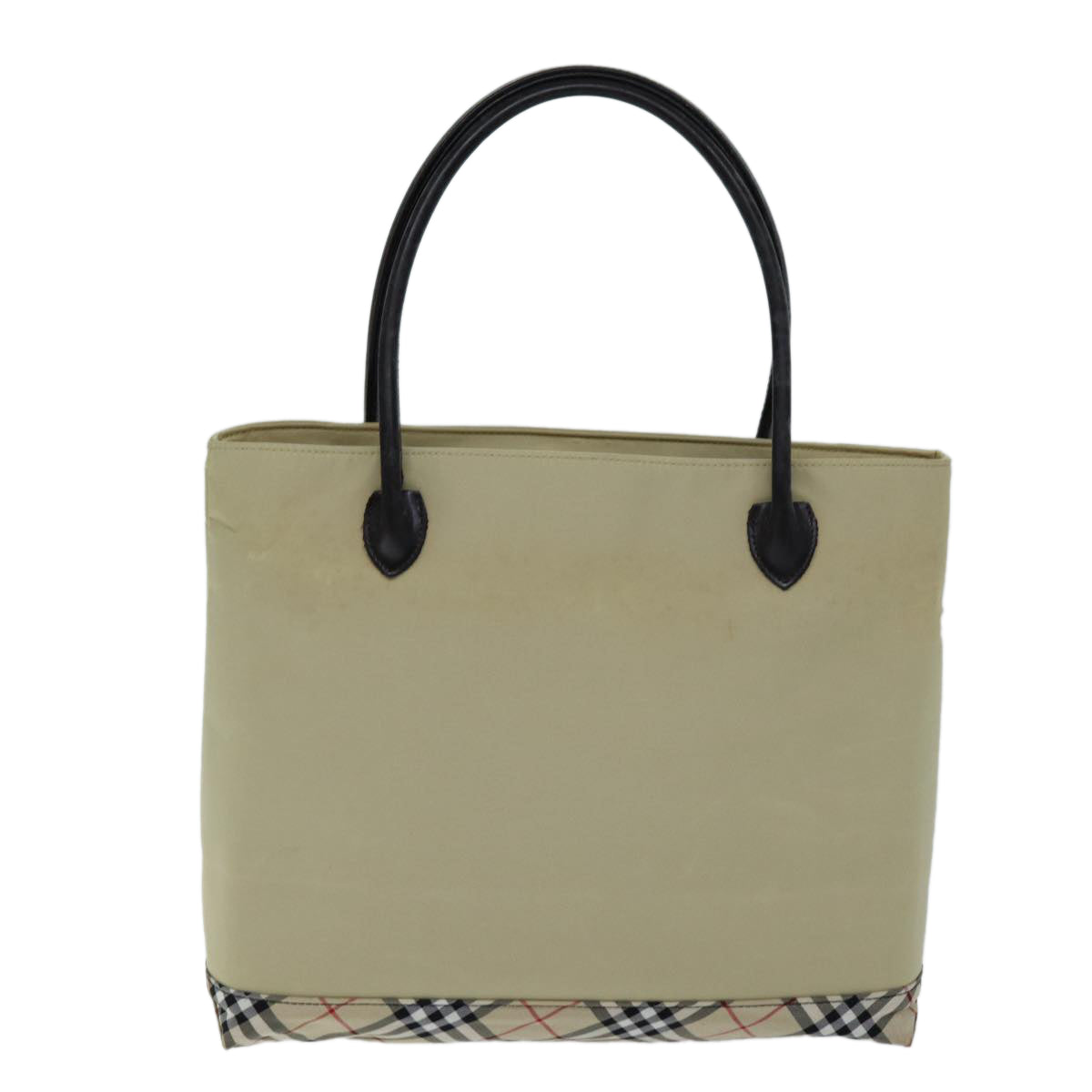 BURBERRY Nova Check Blue Label Tote Bag Nylon Beige Auth yb562