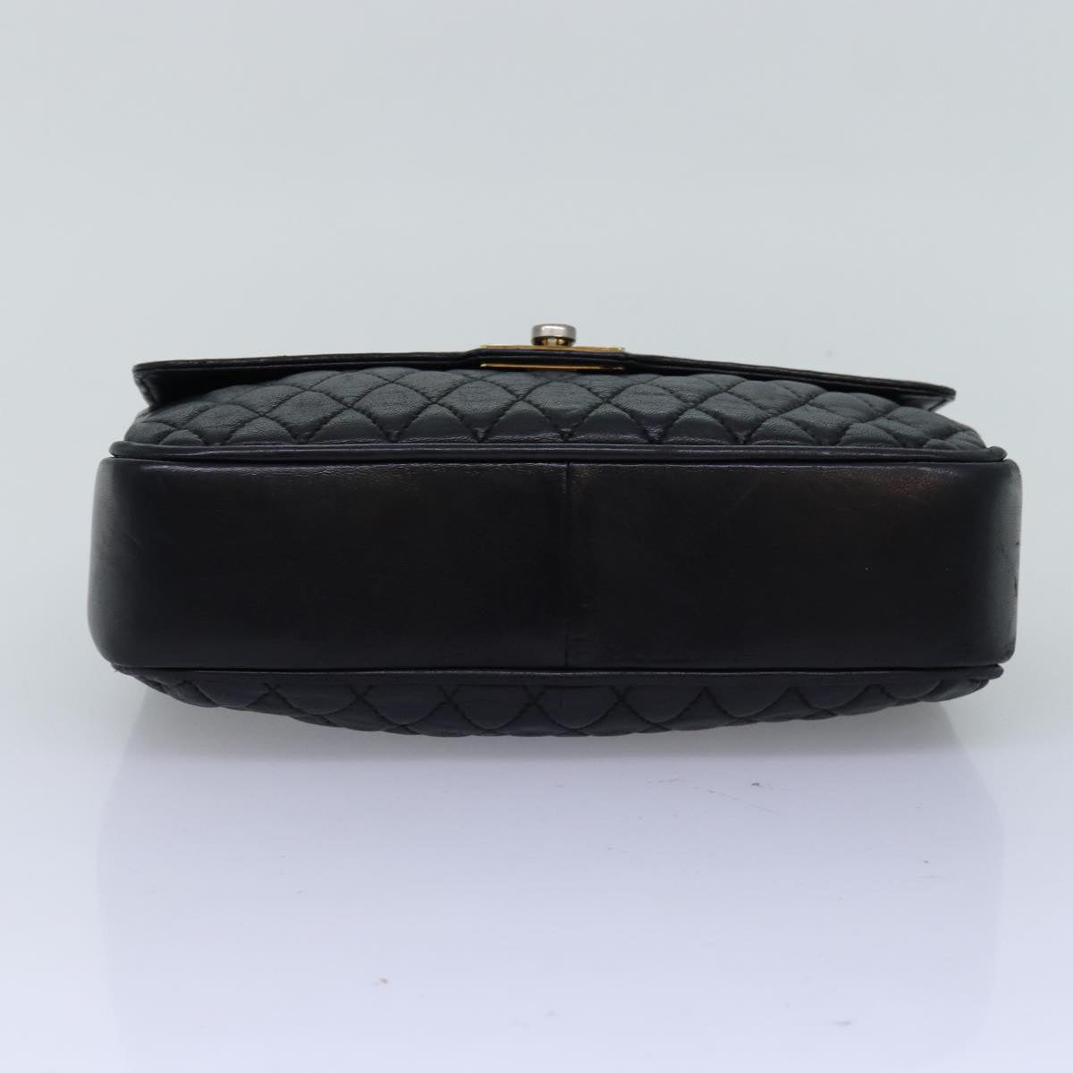 BALLY Chain Shoulder Bag Leather Black Auth yb565