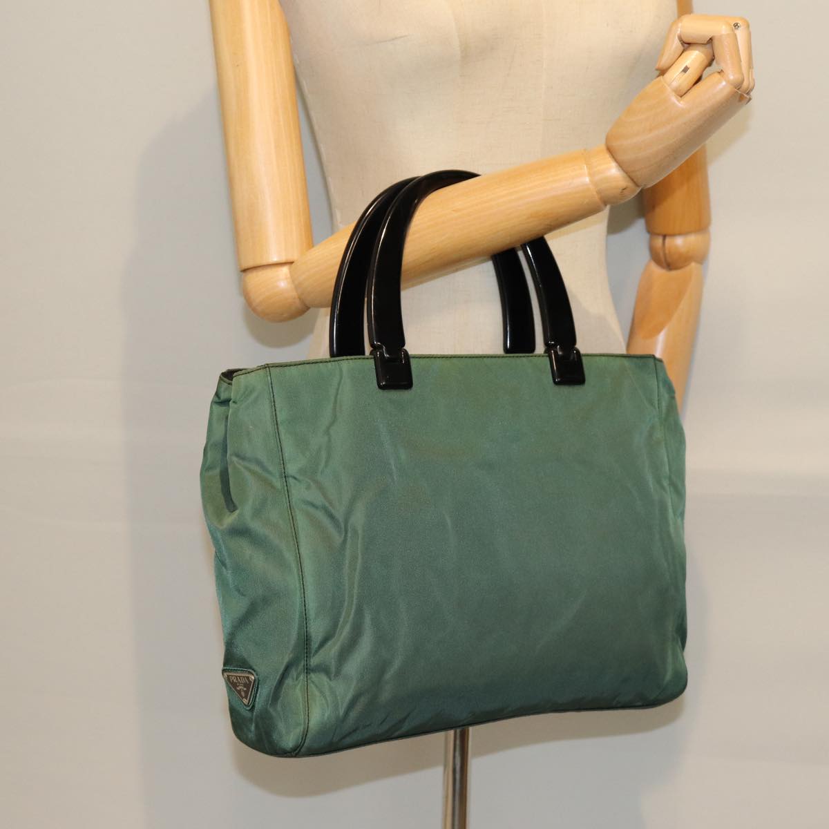 PRADA Hand Bag Nylon Khaki Auth yb567