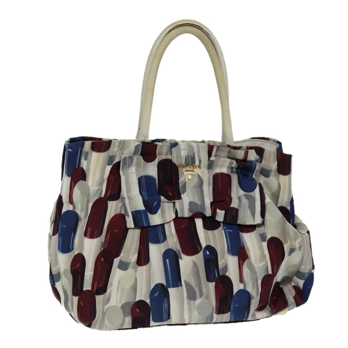 PRADA Lip Pattern Hand Bag Nylon Multicolor Auth yb569