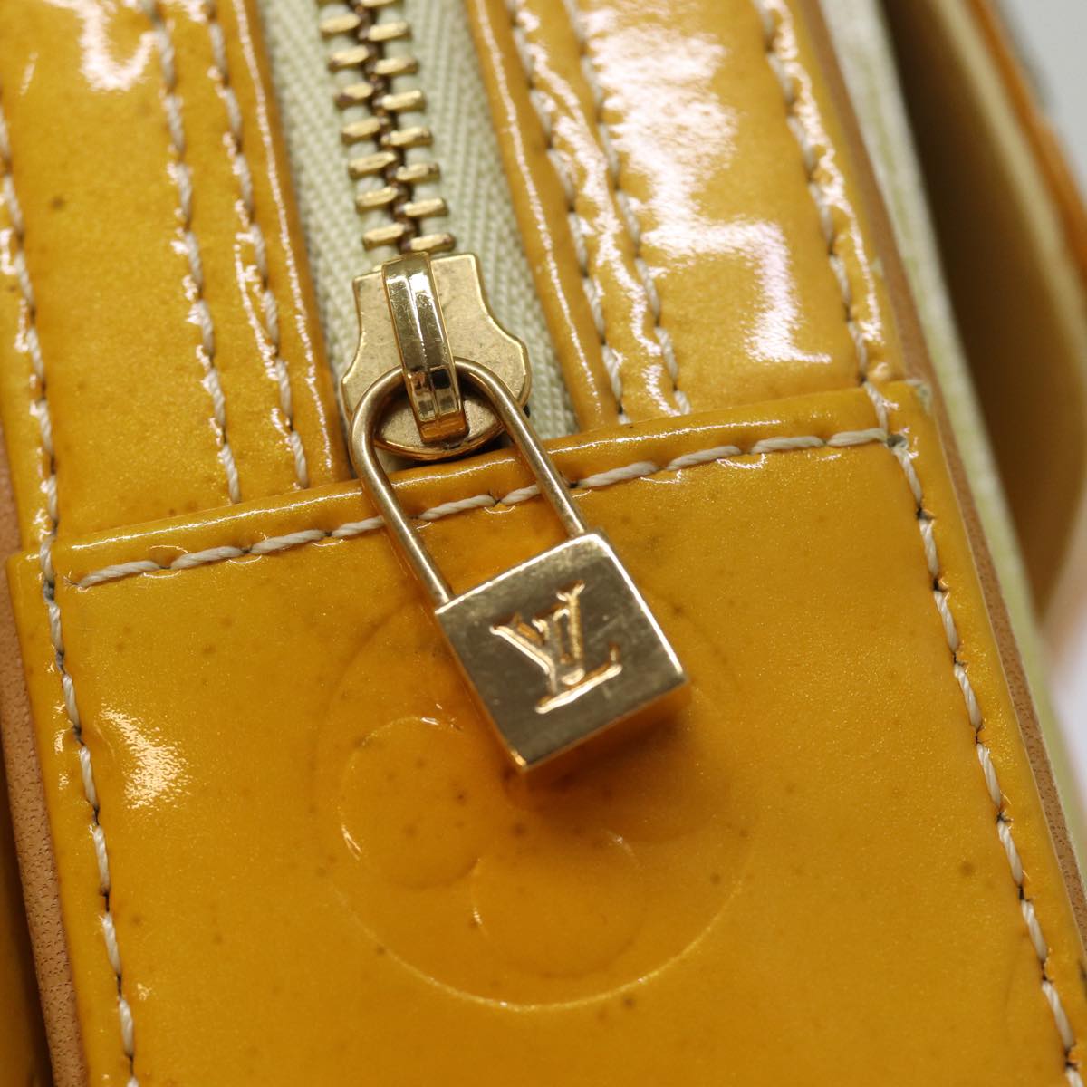 LOUIS VUITTON Monogram Vernis Fulton Waist Bag Lime Yellow M91043 LV Auth yb574