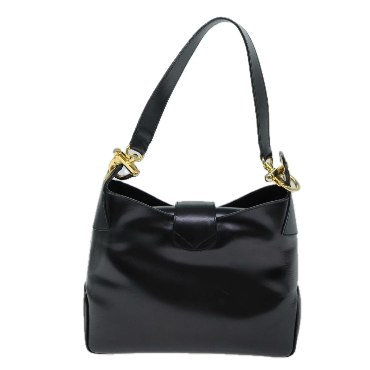 BALLY Shoulder Bag Leather Black Auth yb579 - 0