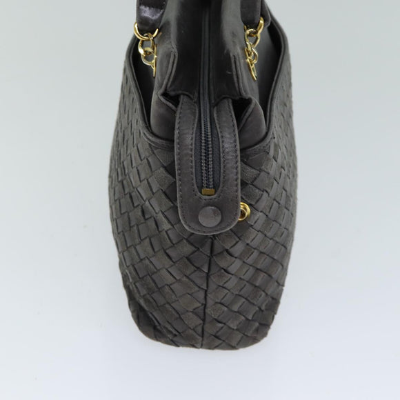 BALLY Shoulder Bag Leather Gray Auth yb580