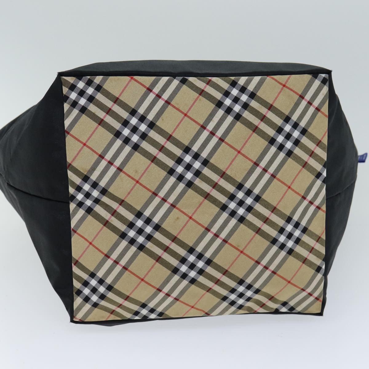 BURBERRY Nova Check Blue Label Tote Bag Nylon Beige Black Auth yb583