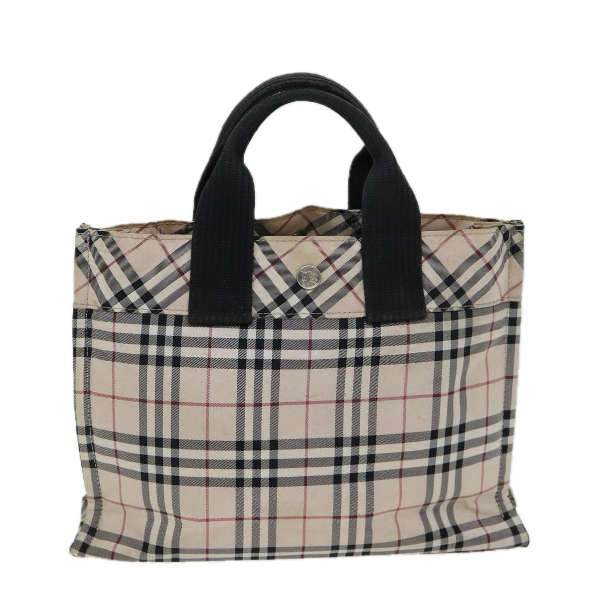 BURBERRY Nova Check Blue Label Hand Bag Nylon Beige Auth yb584