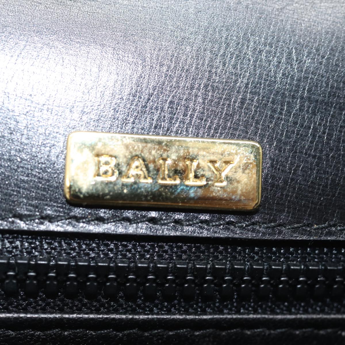 BALLY Shoulder Bag Leather Black Auth yb590