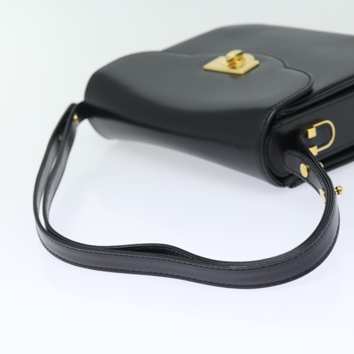 BALLY Shoulder Bag Leather Black Auth yb590