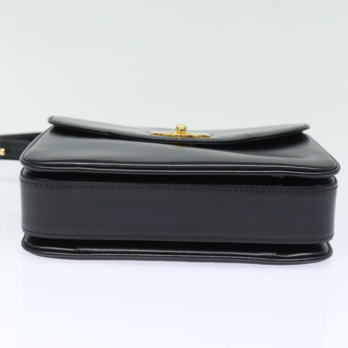 BALLY Shoulder Bag Leather Black Auth yb590