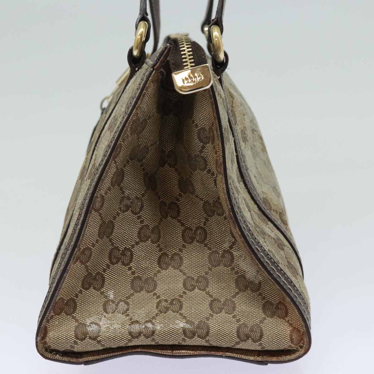 GUCCI GG Crystal Hand Bag PVC Leather Beige Brown 181490 Auth yb591