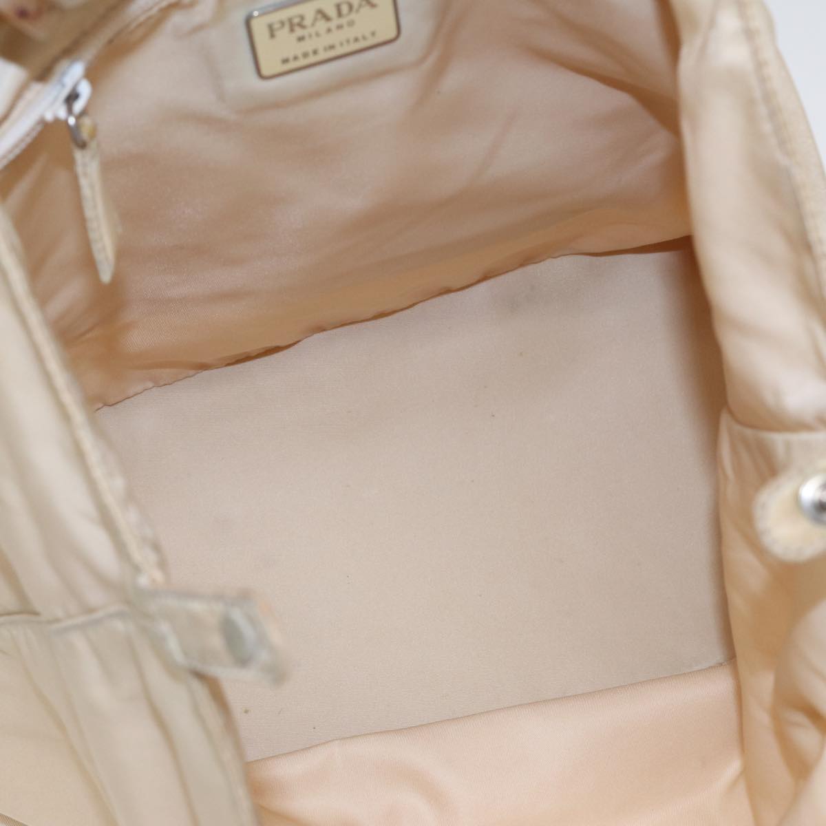 PRADA Hand Bag Nylon Beige Auth yb599