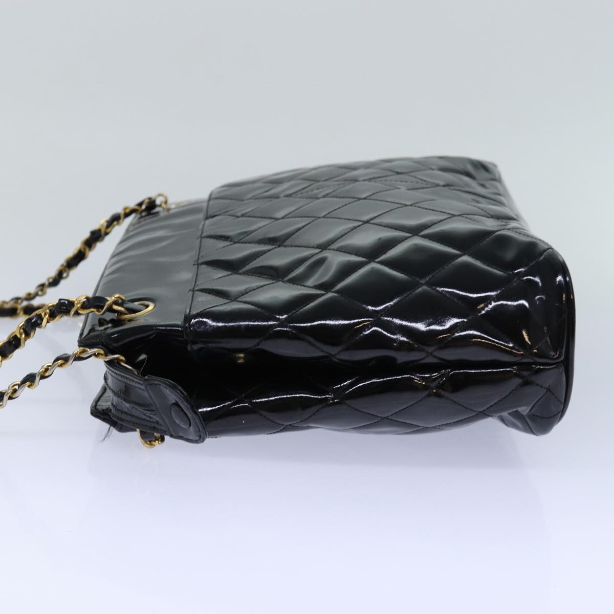 CHANEL Chain Matelasse Shoulder Bag Enamel Black CC Auth yb600