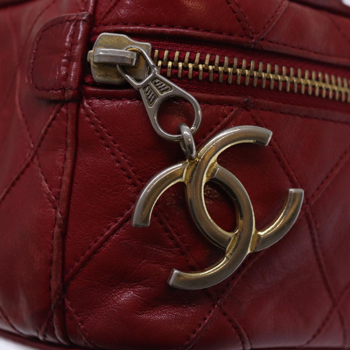 CHANEL Bicolore Chain Hand Bag Leather Red CC Auth yb605