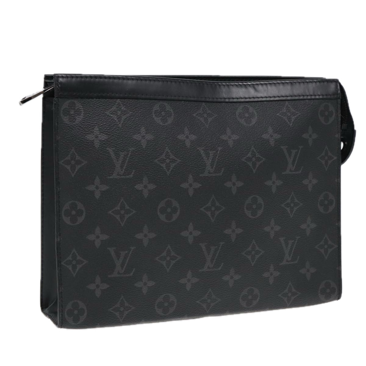 LOUIS VUITTON Monogram Eclipse Pochette Voyage MM Clutch Bag M61692 Auth yb607