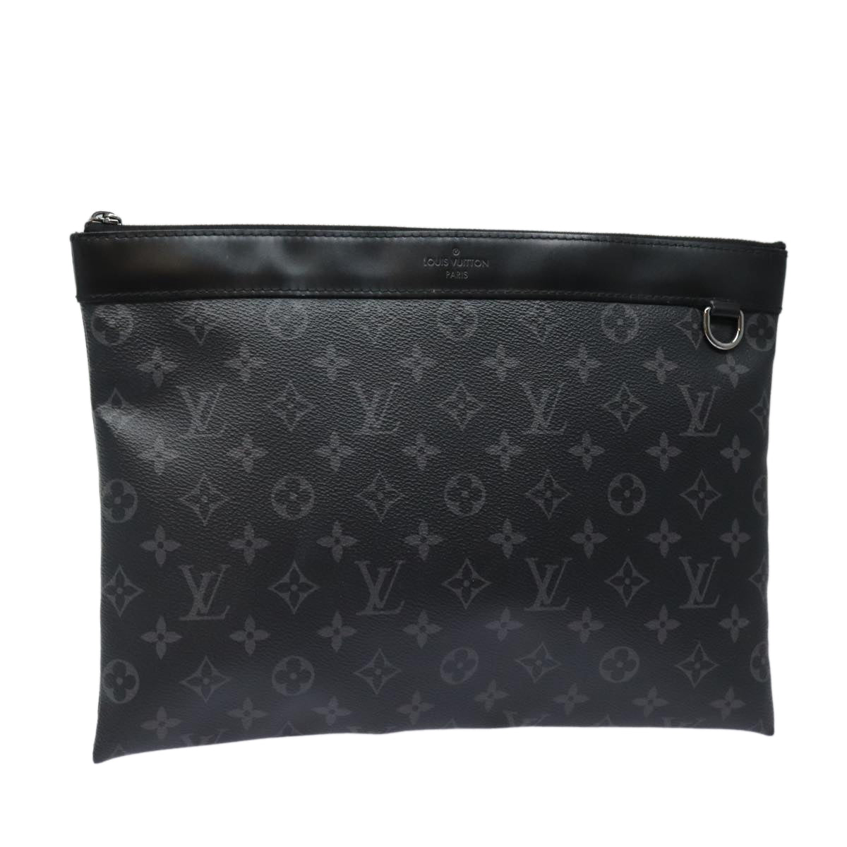 LOUIS VUITTON Monogram Eclipse Pochette Discovery Clutch Bag M62291 Auth yb608