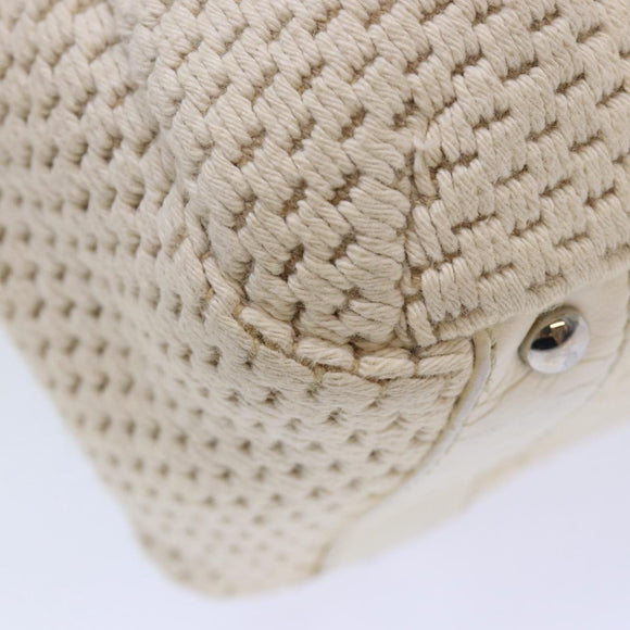 CHANEL Hand Bag Canvas Leather Beige CC Auth yb619