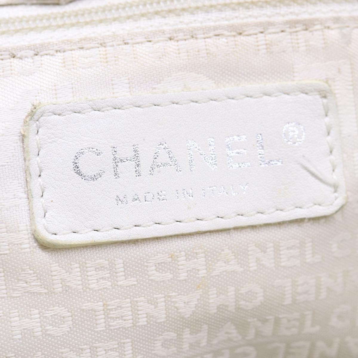 CHANEL Hand Bag Canvas Leather Beige CC Auth yb619