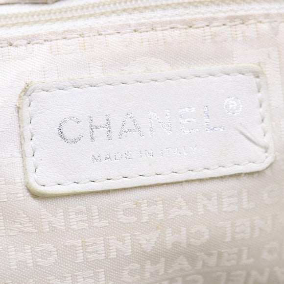 CHANEL Hand Bag Canvas Leather Beige CC Auth yb619