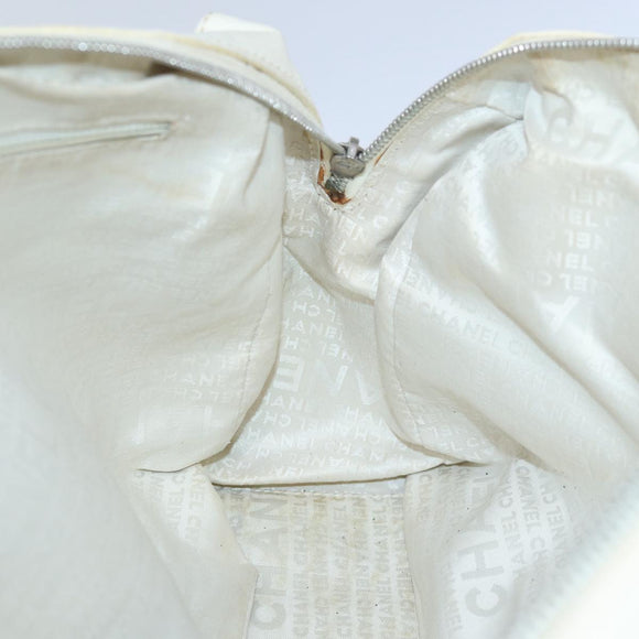 CHANEL Hand Bag Canvas Leather Beige CC Auth yb619