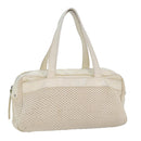 CHANEL Hand Bag Canvas Leather Beige CC Auth yb619-1