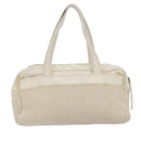 CHANEL Hand Bag Canvas Leather Beige CC Auth yb619-2