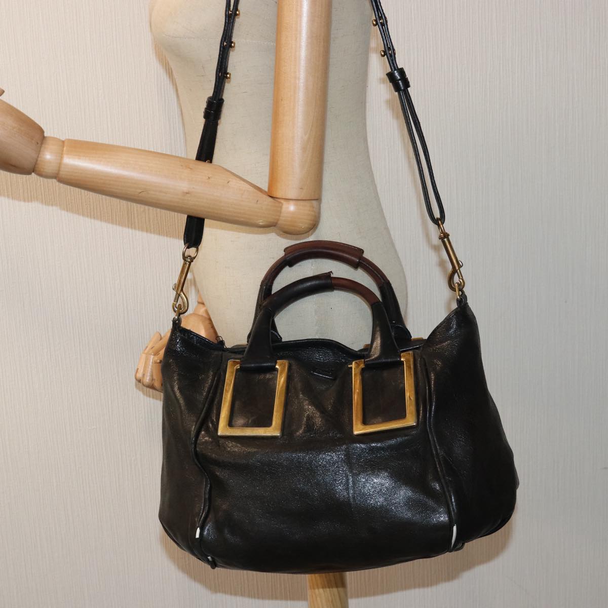 Chloe Etel Hand Bag Leather 2way Black Auth yb623