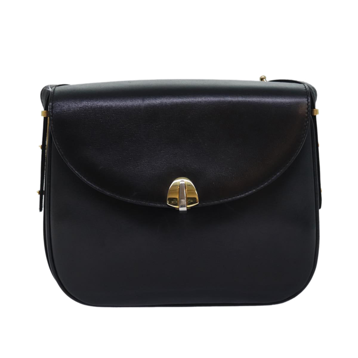 BALLY Shoulder Bag Leather Black Auth yb625 - 0