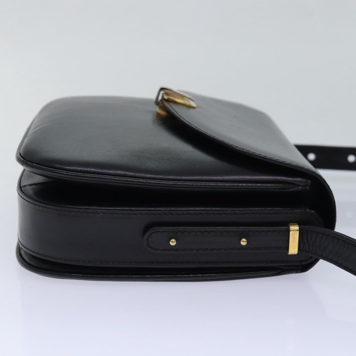 BALLY Shoulder Bag Leather Black Auth yb625