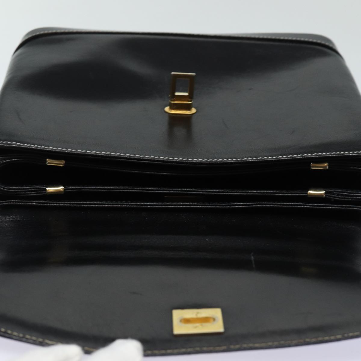 BALLY Shoulder Bag Leather Black Auth yb626